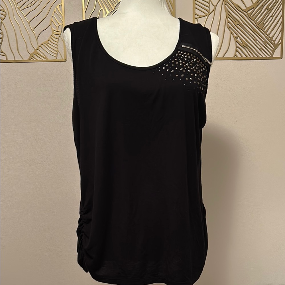 Black Sleeveless Top with Studded Detail